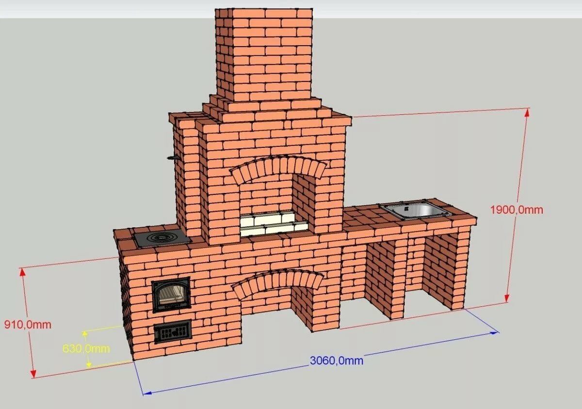 кирпичные барбекю чертежи