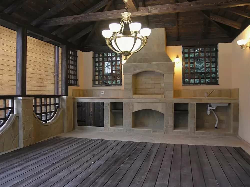 беседка с камином и мангалом фото