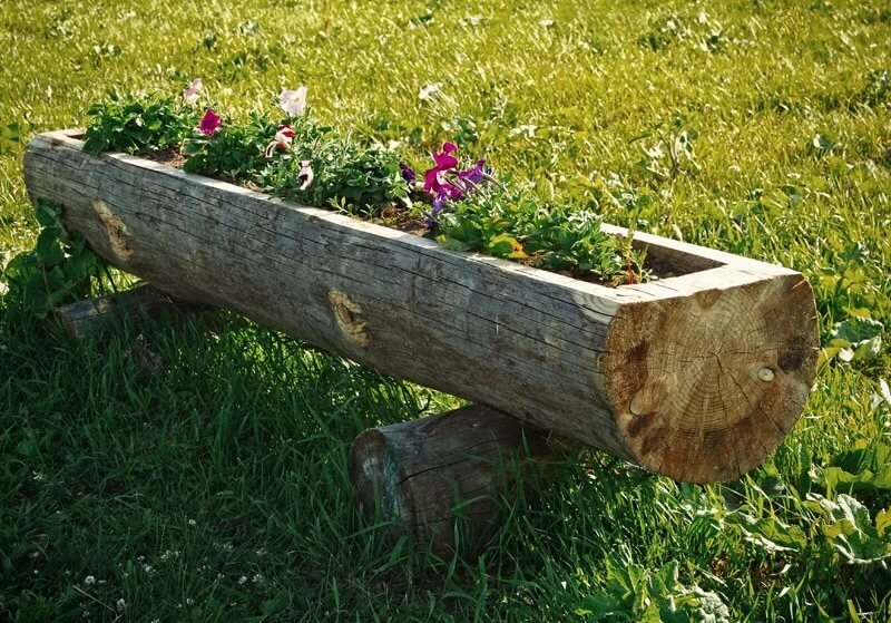 клумба из бревна фото