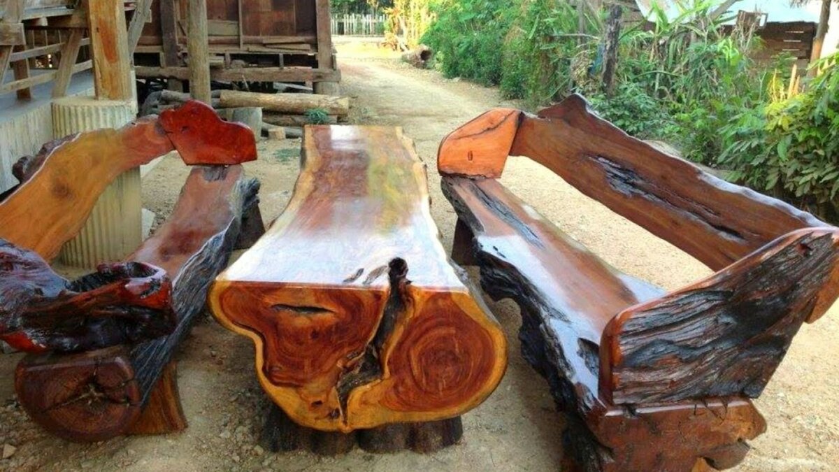 необычные скамейки из дерева фото