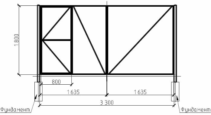 ворота с калиткой схема
