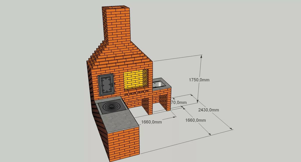 кирпичный мангал с коптильней чертеж