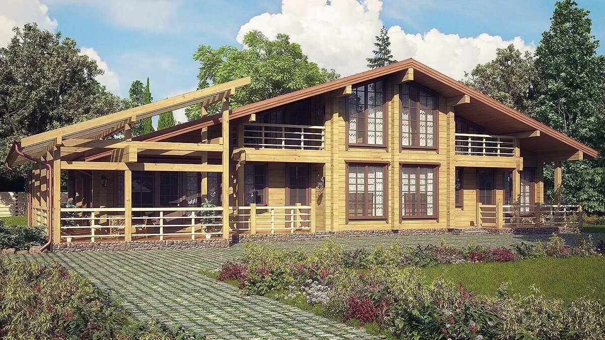 деревянный дом из клееного бруса 200кв фото