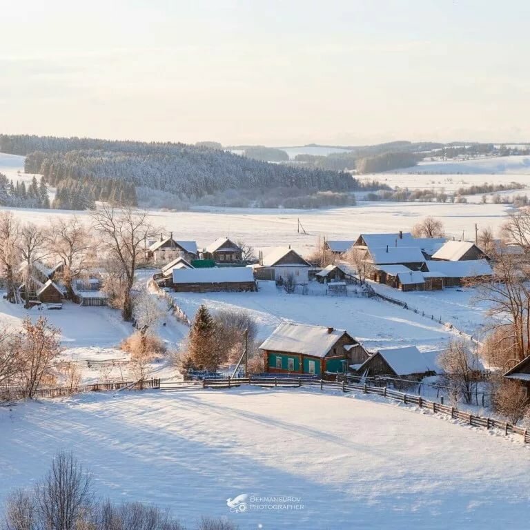 зимний пейзаж деревня фото
