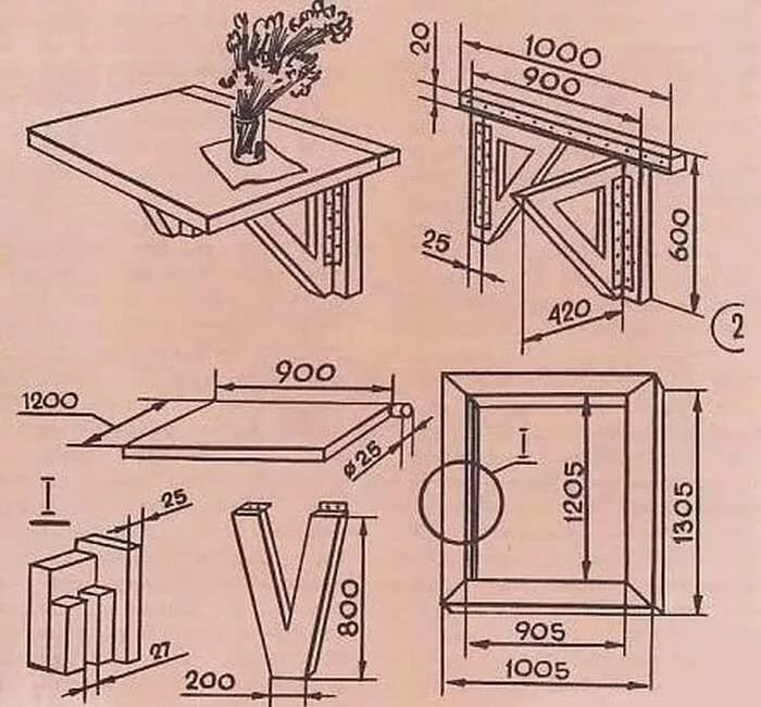 стол складной своими руками чертежи