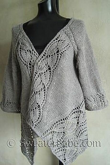 кардиган спицами dramatic lace wrap фото