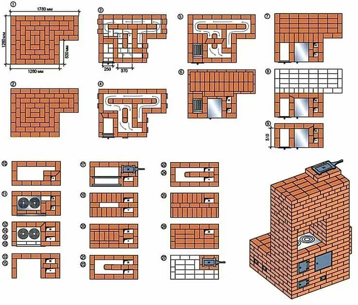 схемы кладки печей своими руками