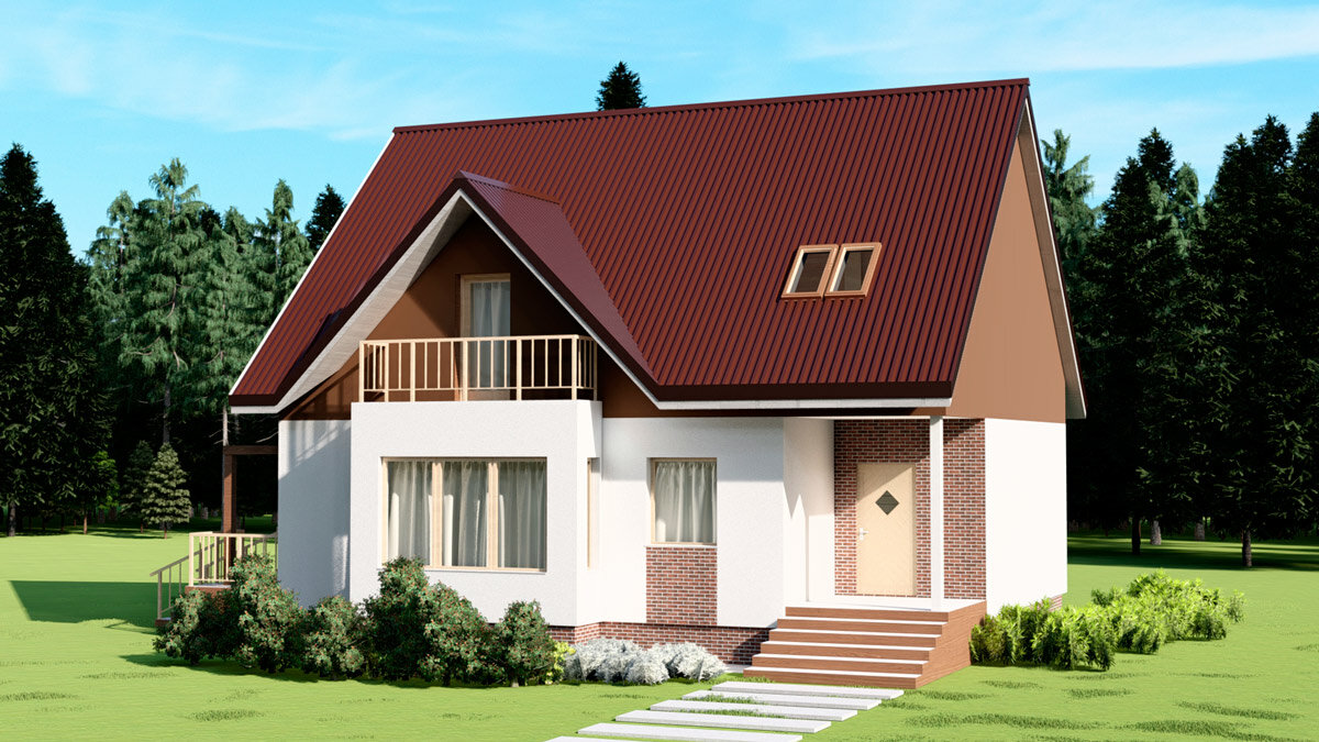 проекты домов с мансардой до 150 из газоблока фото