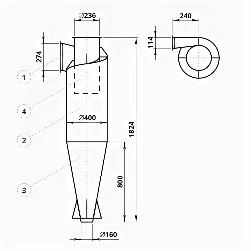 циклон промышленный чертеж