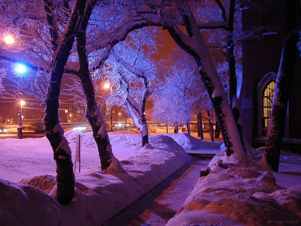 зимний вечер в городе фото