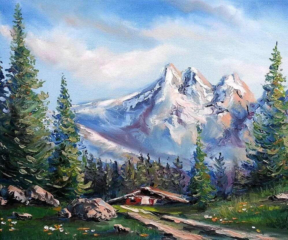 картины маслом горные пейзажи фото