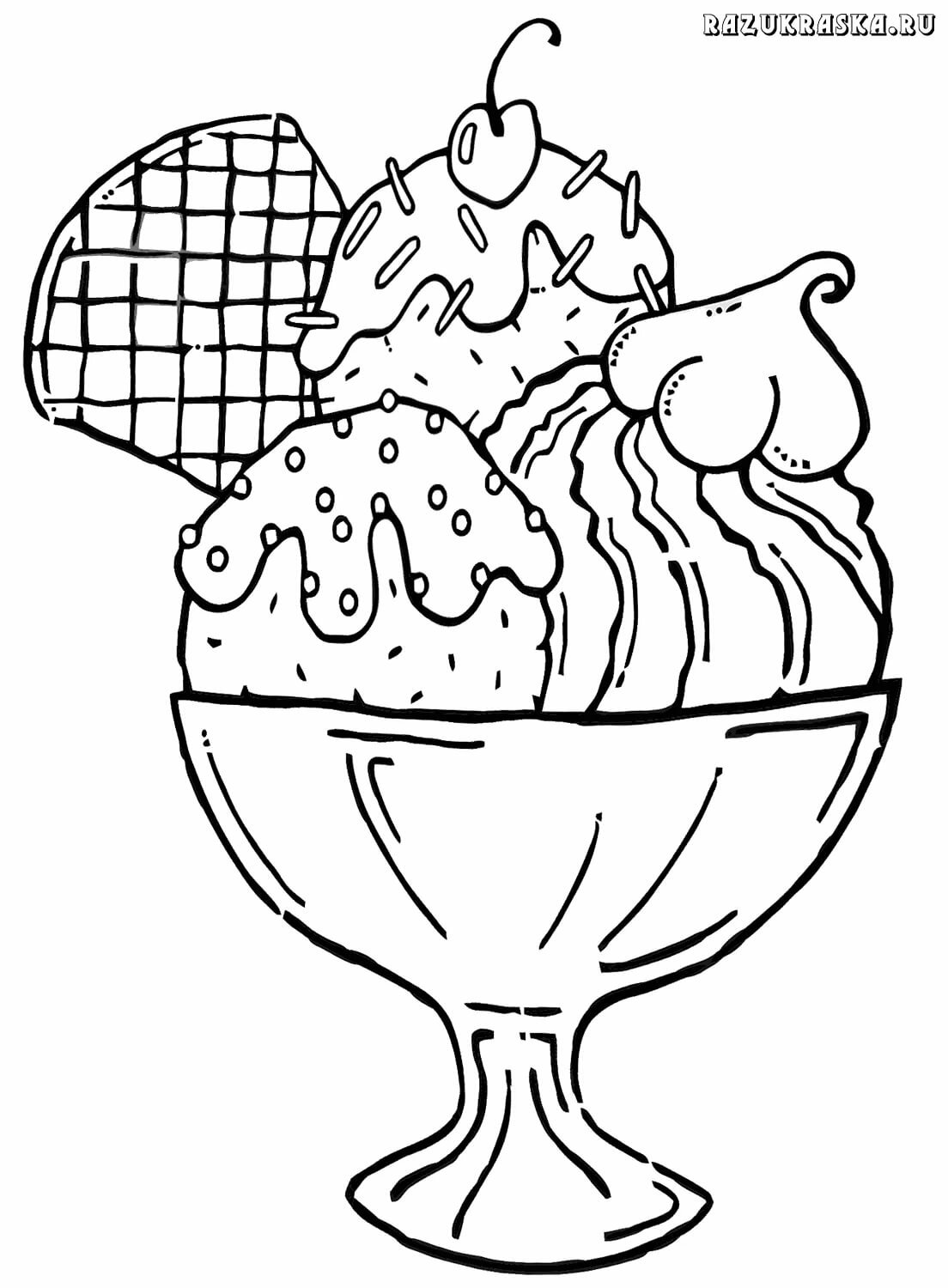 Раскраска Мороженое Распечатать