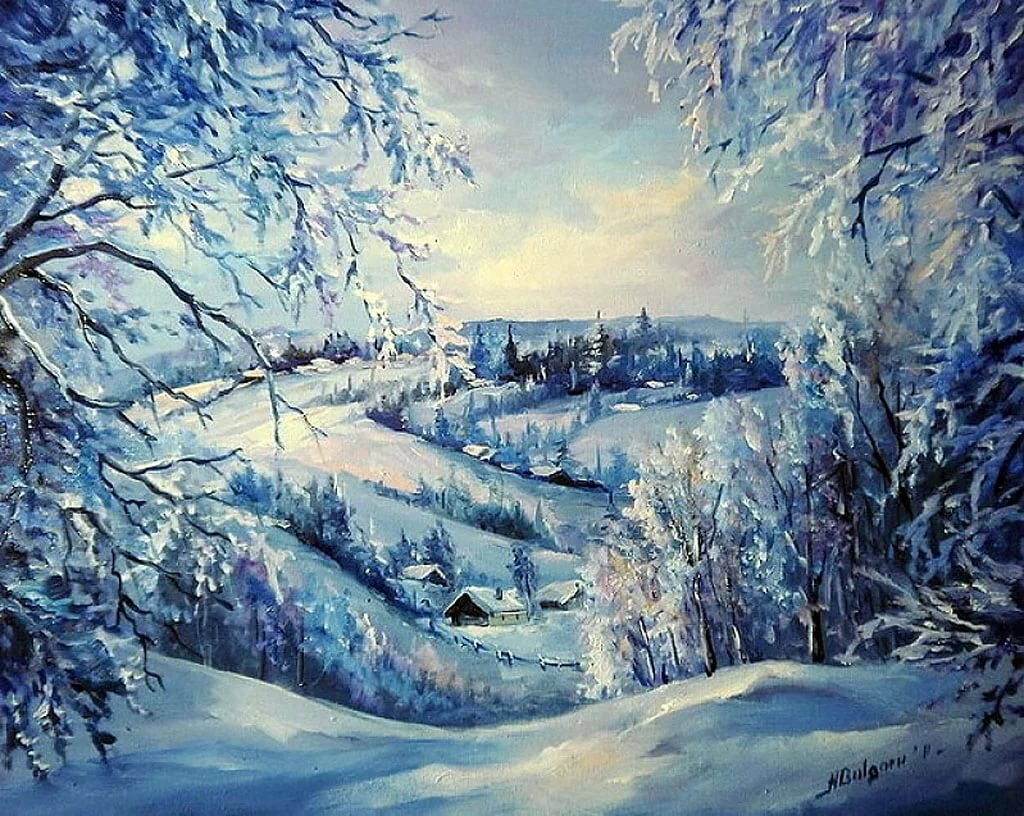 картина зимний пейзаж фото