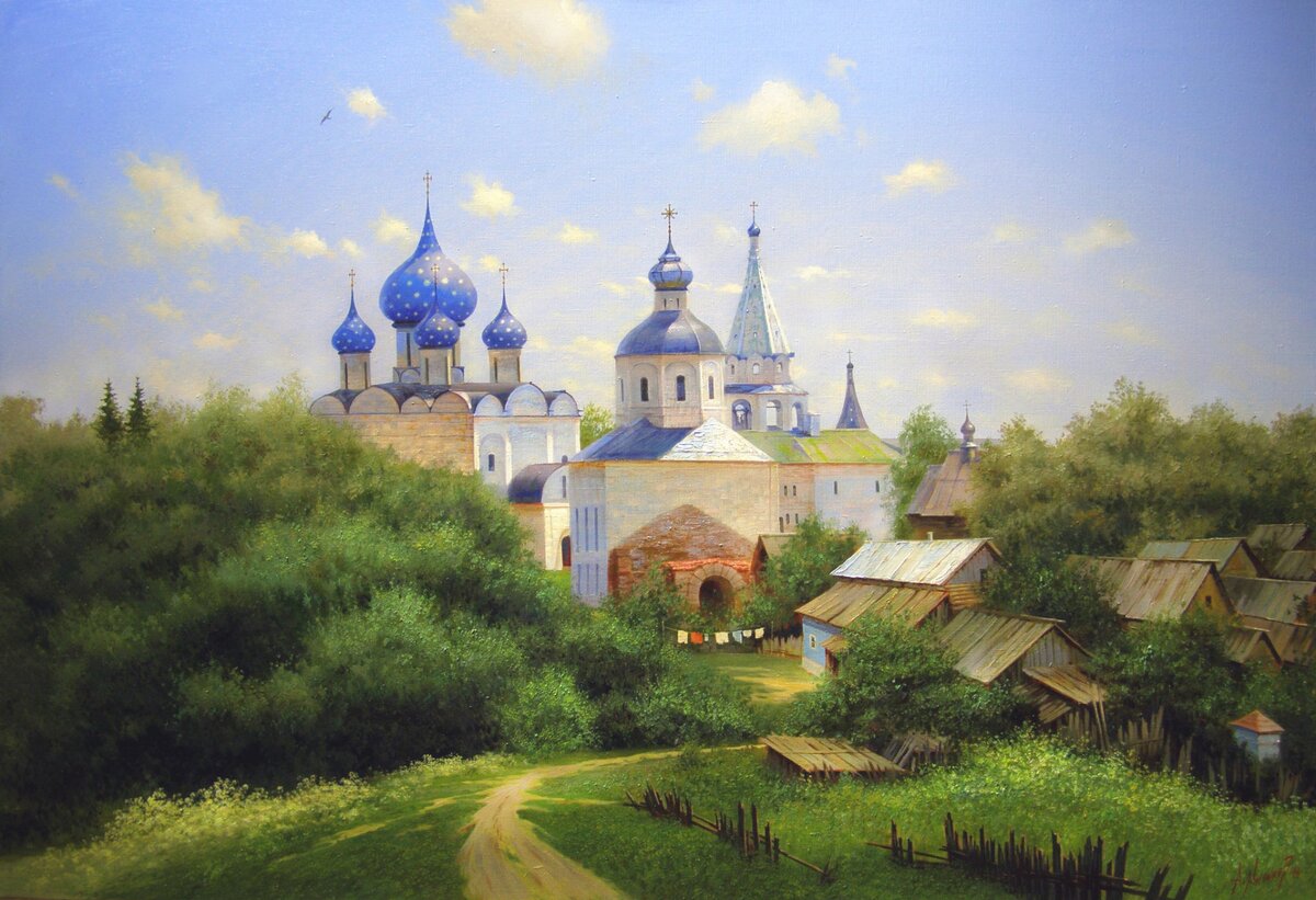Пейзаж с церковью живопись: фото, изображения и картинки