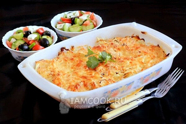 мясо по французски с курицей фото