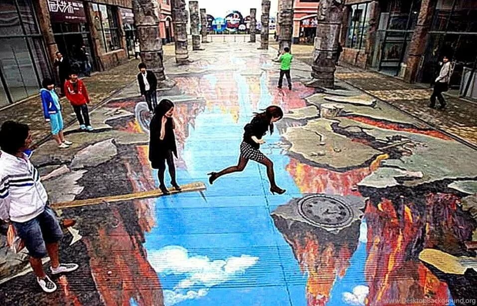 3 d рисунки на асфальте фото