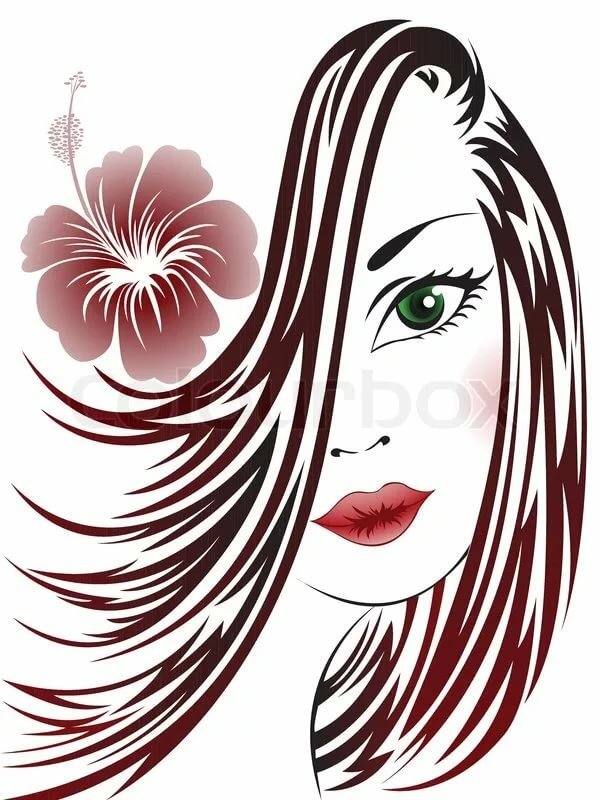 Girl with flower in her hair Stock vector Colourbox в Яндекс.Коллекциях
