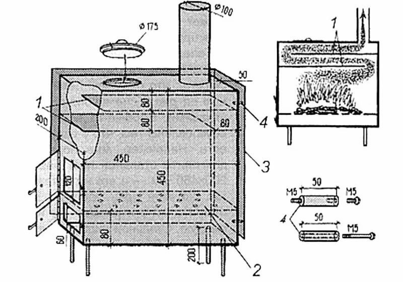 печь буржуйка своими руками схема чертеж