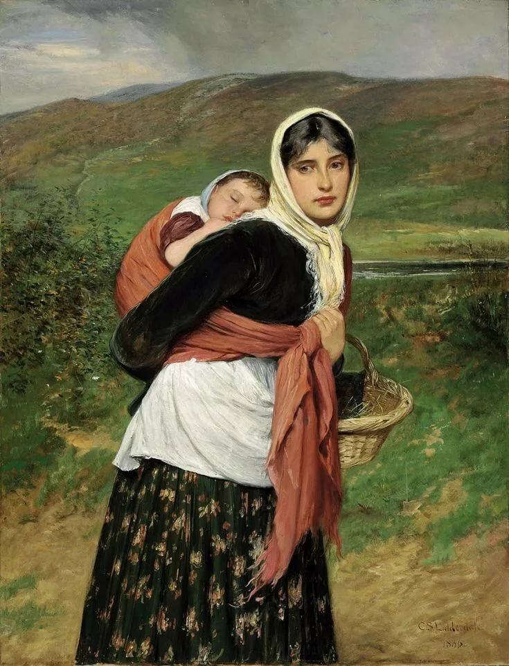 Charles Sillem Lidderdale, RBA (British, 1831–1895) Живопись. Мать и дети Искусство, Картины и Художественные лица