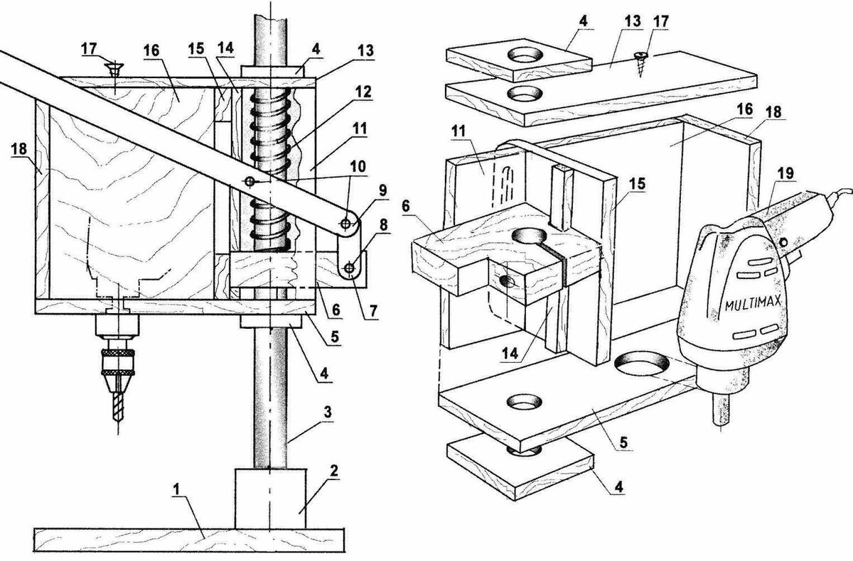 самодельный сверлильный станок своими руками чертежи