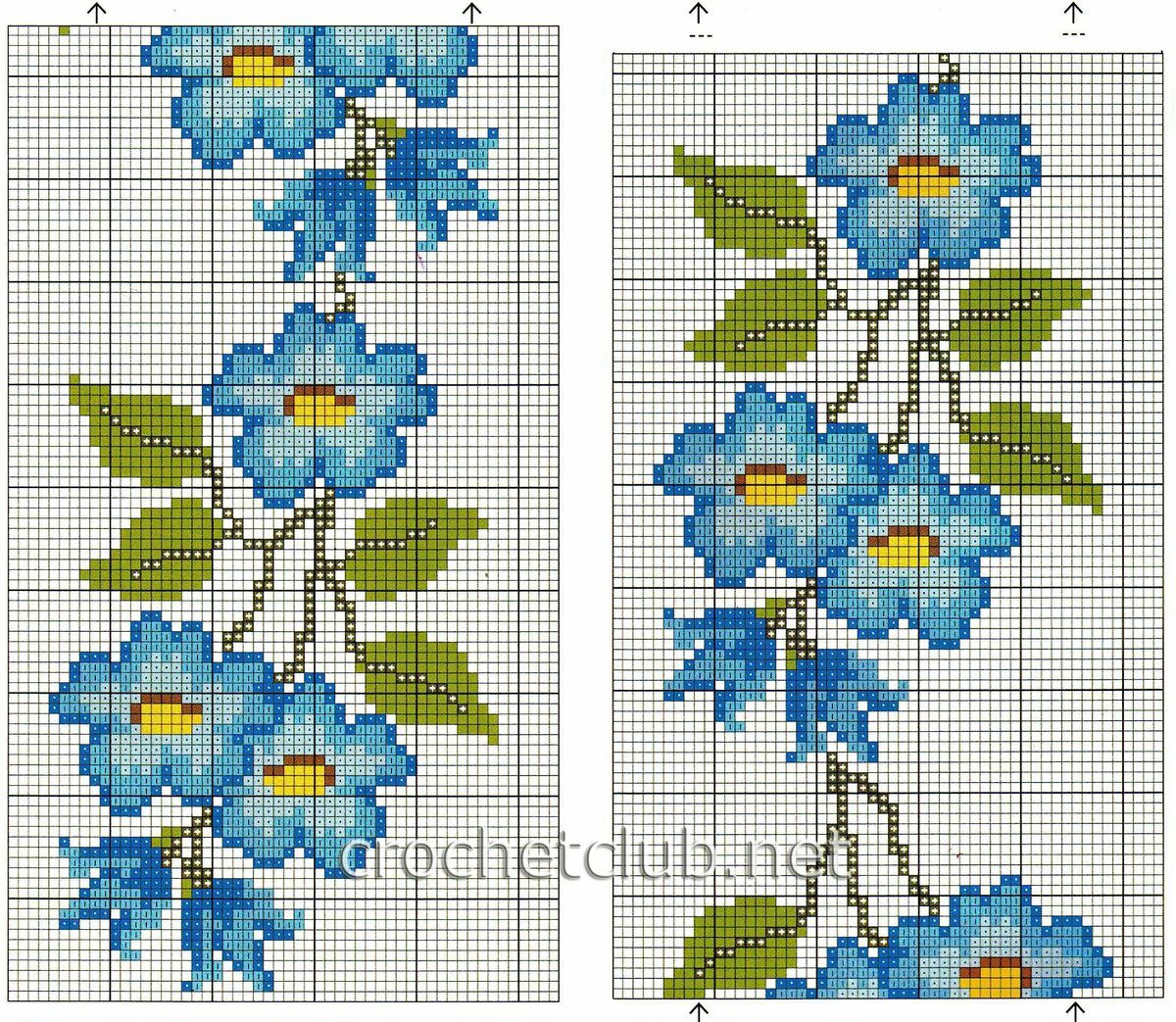 Вышивка гладью незабудки схемы