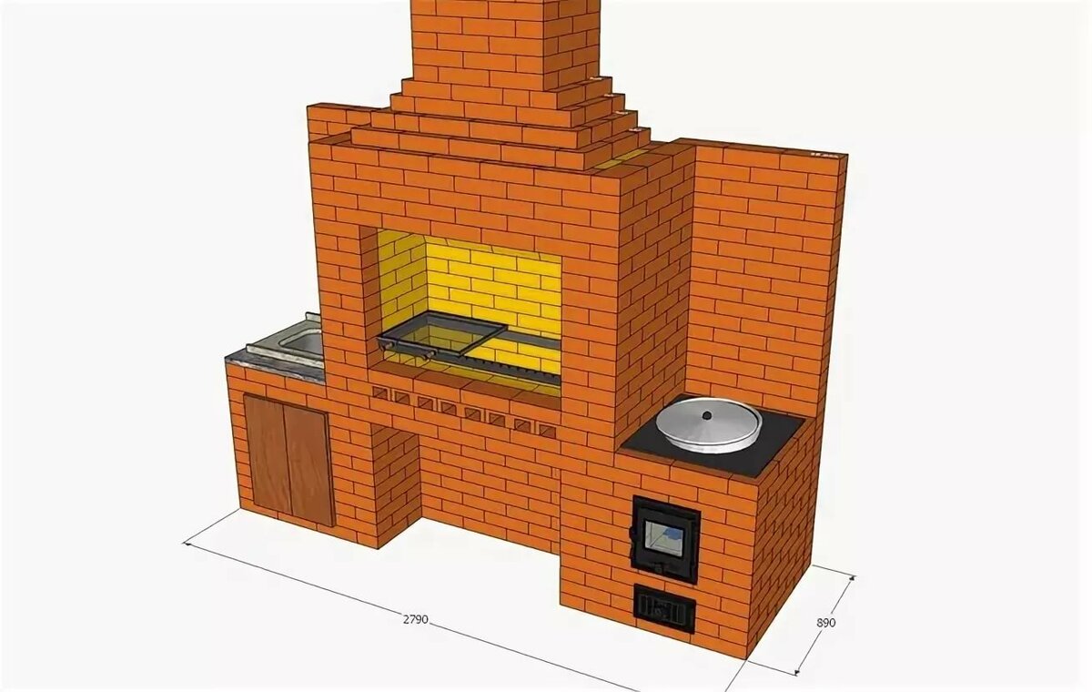 проект барбекю из кирпича для беседки порядовка