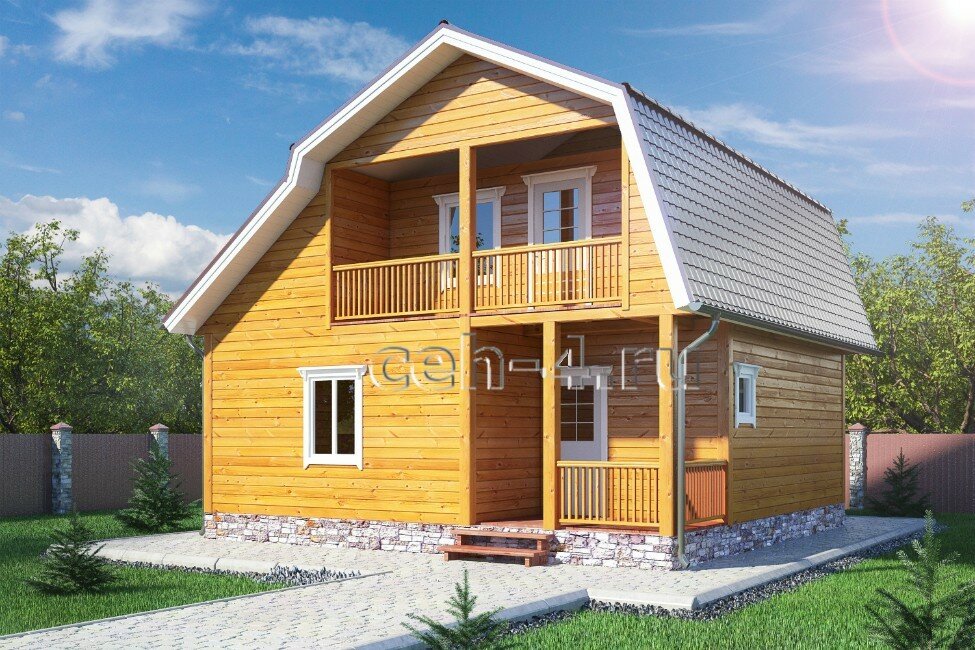 дом из бруса с мансардой фото