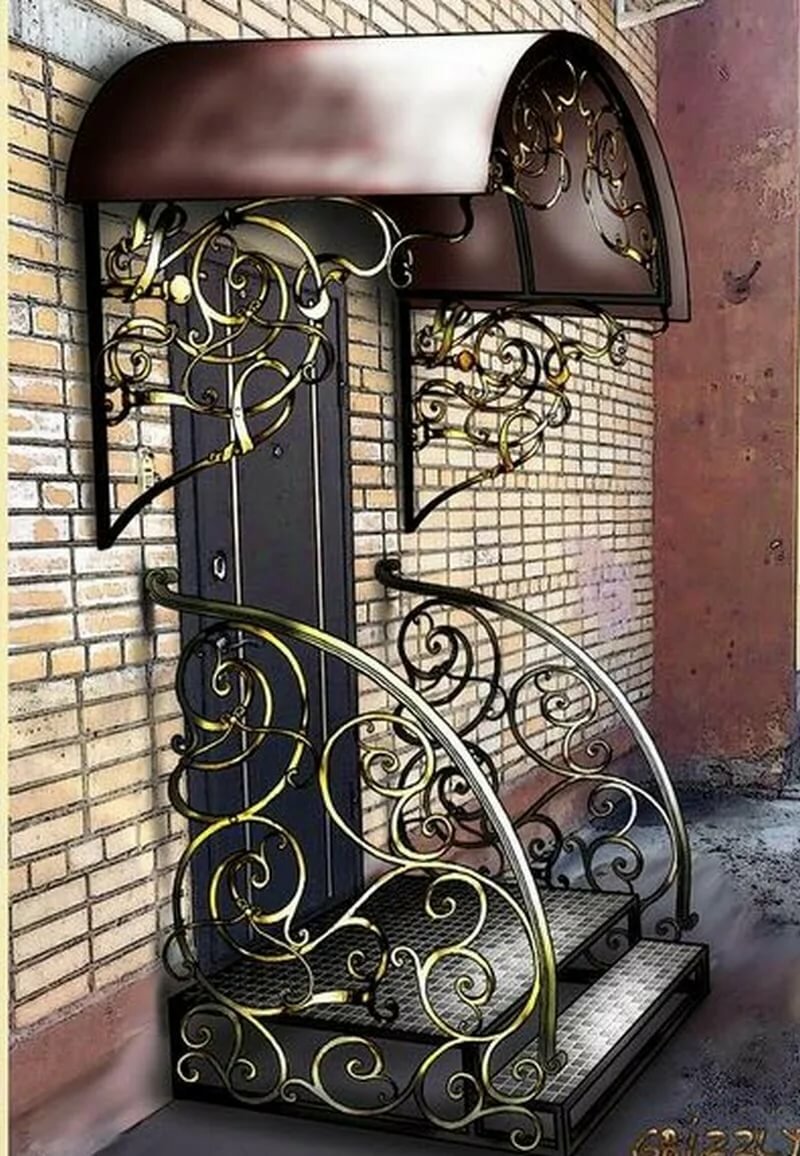 кованые козырьки фото