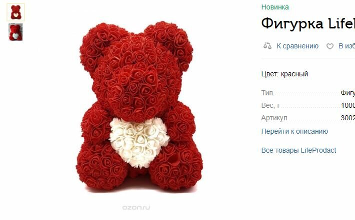 мишка из роз красный фото