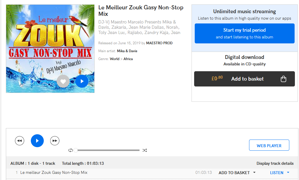 New release Mika & Davis: Le Meilleur Zouk Gasy Non-Stop Mix 2019 S1200