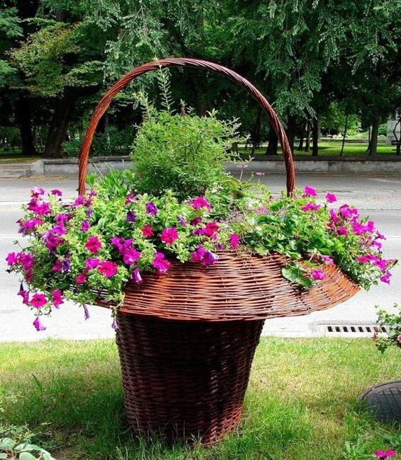 плетеные клумбы фото