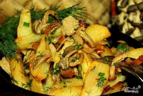 жареная картошка с грибами фото