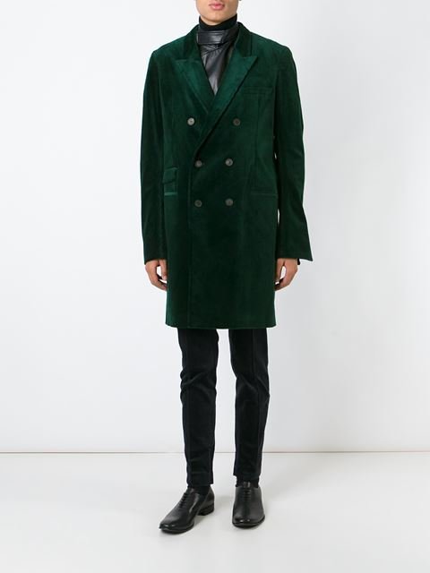 Купить Haider Ackermann вельветовое двубортное пальто.