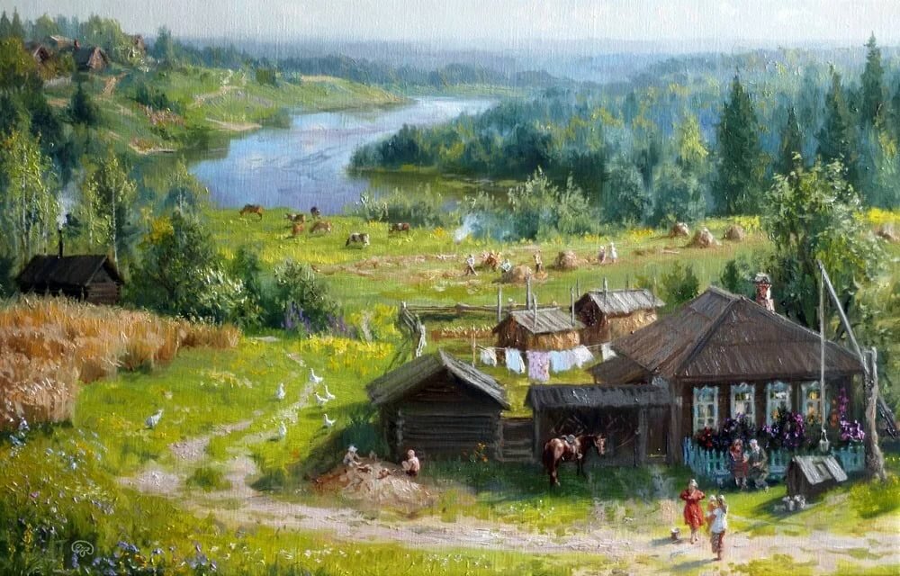 живопись деревенские сибирские пейзажи фото