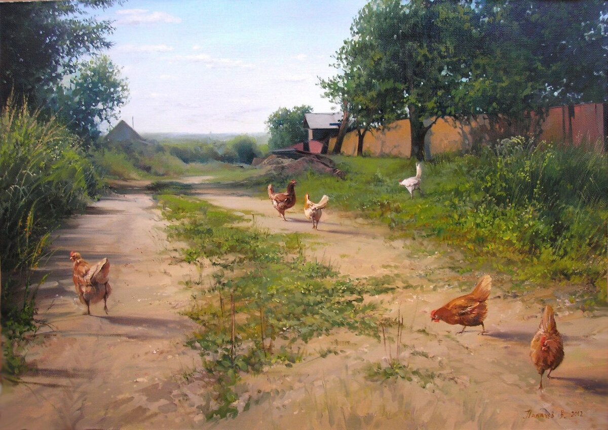 деревенский дворик в живописи фото