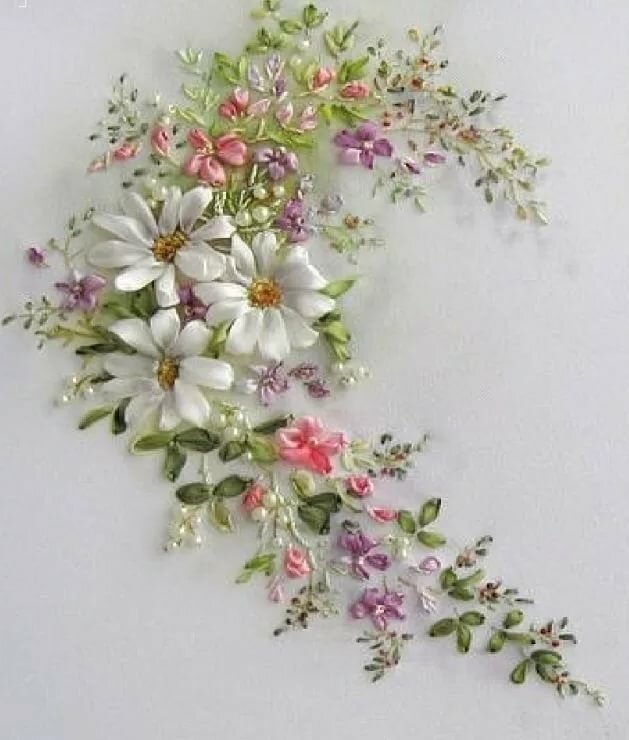 Daisies #ribbonEmbroidery Sewing/ embroidery Embroidery, Ribbon embroidery tutorial, Ribbon embroidery