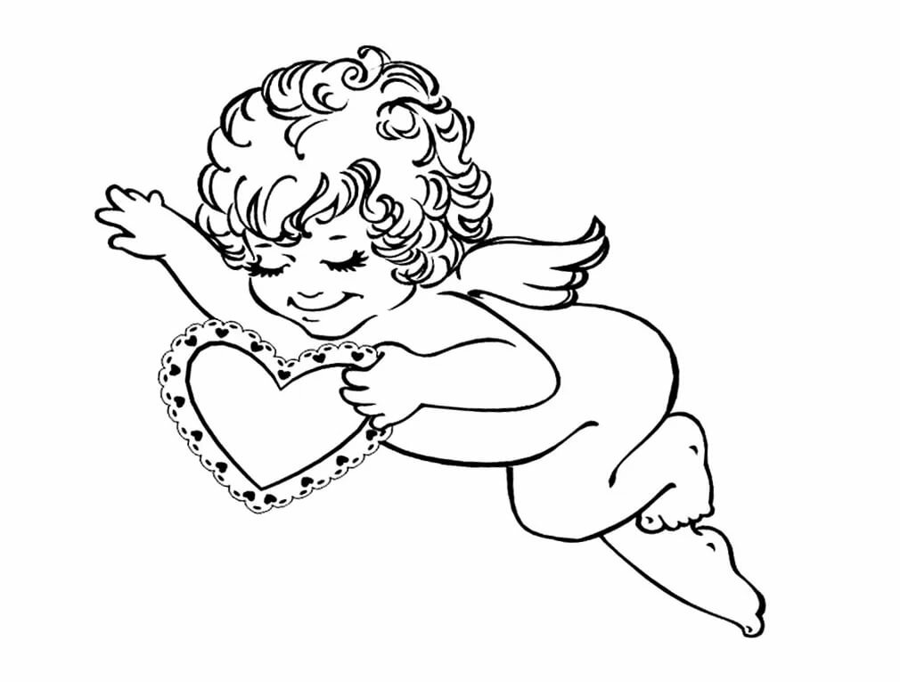 Раскраска ангелочков с крыльями для детей