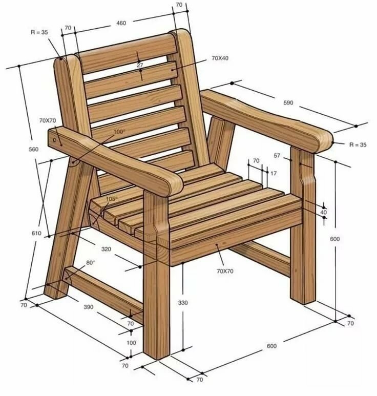 деревянные кресла чертежи