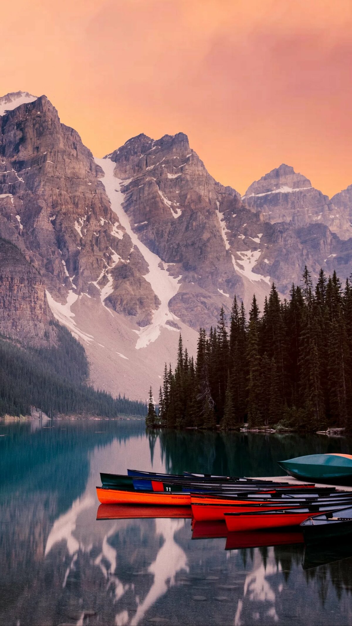 Download wallpaper 1440x2560 lake, mountains, canoe, kayak, trees qhd samsung galaxy s6, s7, edge, note, lg g4 hd background