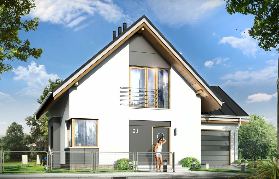 проекты домов из газобетона с мансардой до 110 кв.м с гаражом фото