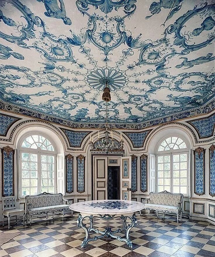 интерьер рококо голубой фото