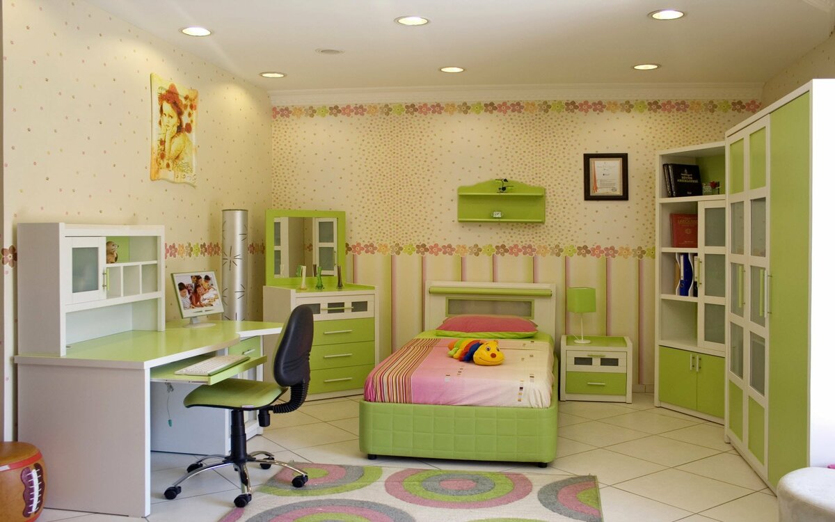 детская интерьер комната спальня стиль дизайн кровать подушк