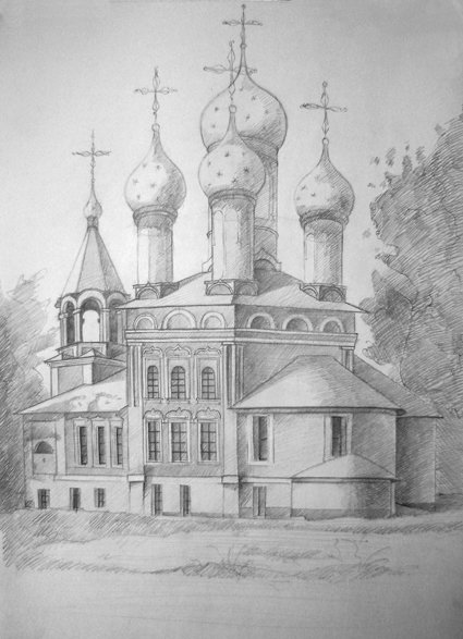 церковь карандашом фото