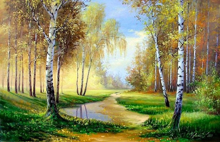 картина березовая роща фото