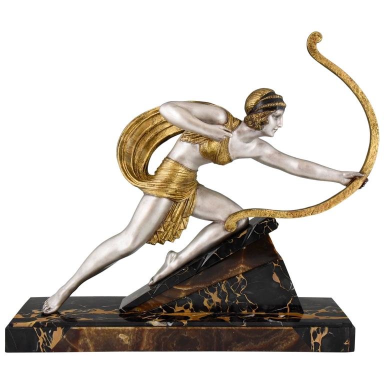 demetre h. chiparus art deco sculpture of diana, france, 1930 фото