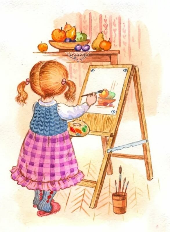 Картинка девочки которая рисует