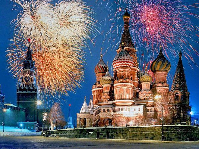открытка салют на красной площади фото