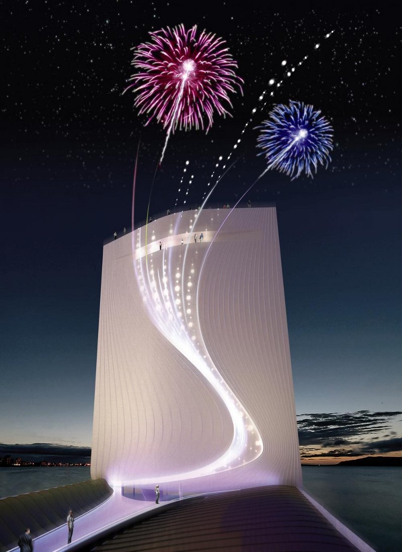 solar city tower — башня-водопад фото