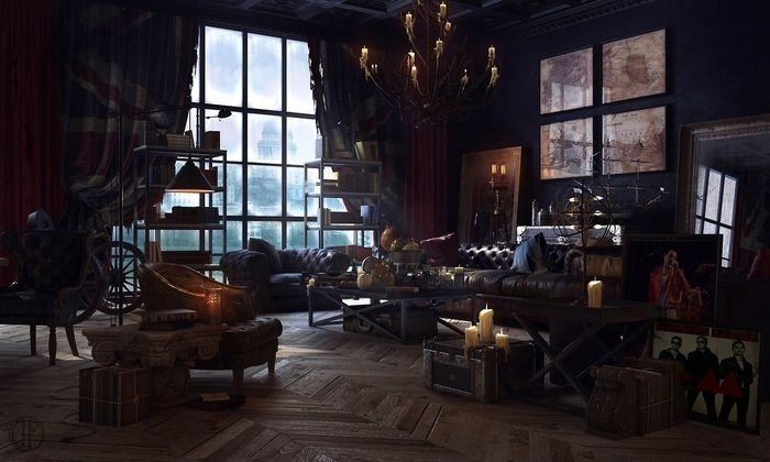 стимпанк стиль интерьер жюль верн фото