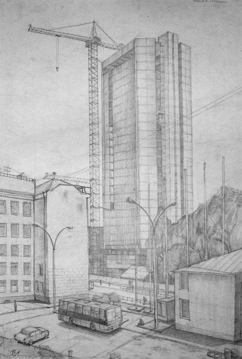 здание карандашом фото